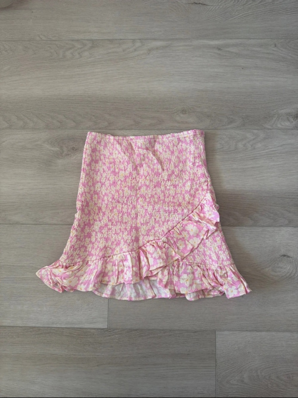 Zara Pink Floral Ruffle-Trim Mini Skirt